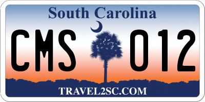 SC license plate CMS012