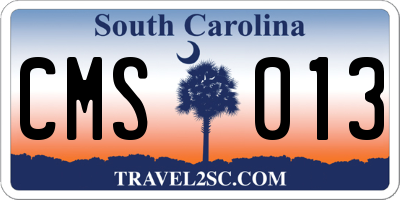 SC license plate CMS013