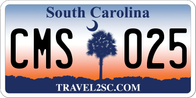 SC license plate CMS025