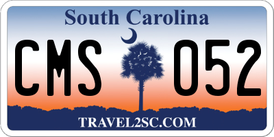 SC license plate CMS052