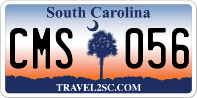 SC license plate CMS056