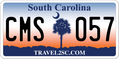 SC license plate CMS057
