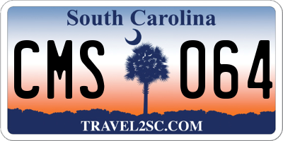 SC license plate CMS064