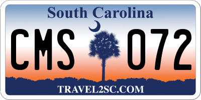 SC license plate CMS072