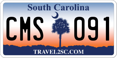 SC license plate CMS091