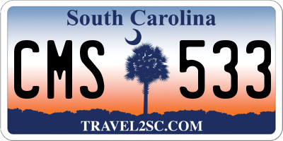 SC license plate CMS533