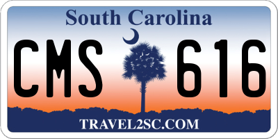 SC license plate CMS616