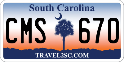SC license plate CMS670