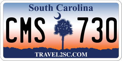 SC license plate CMS730