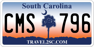 SC license plate CMS796