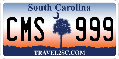 SC license plate CMS999