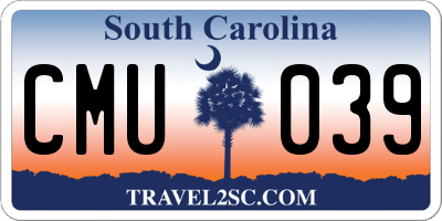 SC license plate CMU039