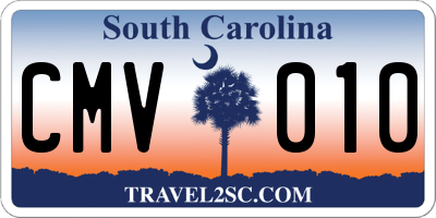 SC license plate CMV010