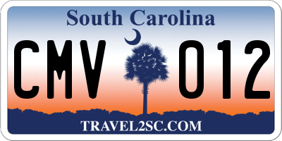 SC license plate CMV012