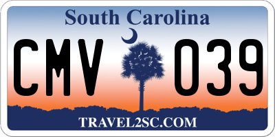 SC license plate CMV039