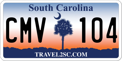 SC license plate CMV104