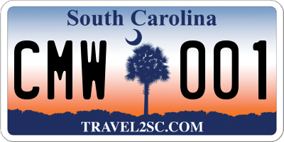 SC license plate CMW001