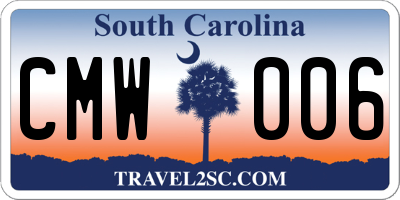 SC license plate CMW006
