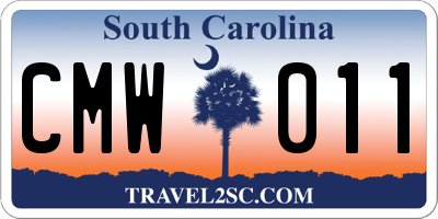 SC license plate CMW011