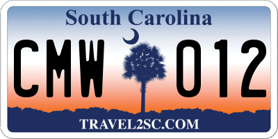 SC license plate CMW012