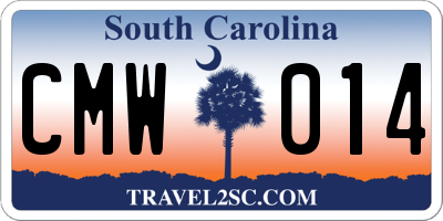 SC license plate CMW014