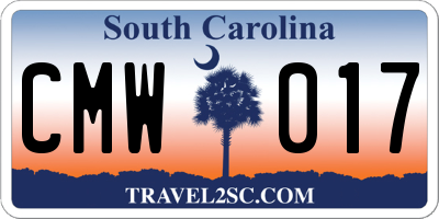 SC license plate CMW017