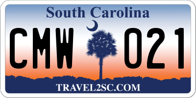 SC license plate CMW021