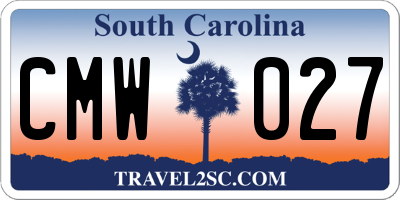 SC license plate CMW027