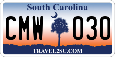 SC license plate CMW030
