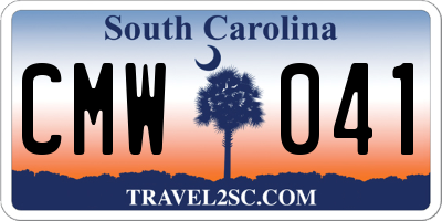 SC license plate CMW041