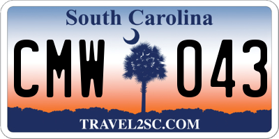 SC license plate CMW043