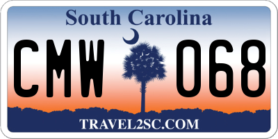 SC license plate CMW068