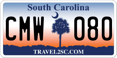 SC license plate CMW080