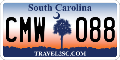 SC license plate CMW088