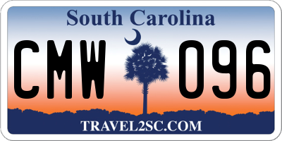SC license plate CMW096