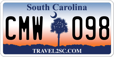 SC license plate CMW098