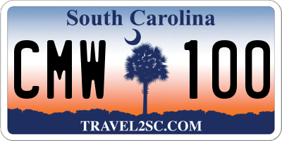 SC license plate CMW100
