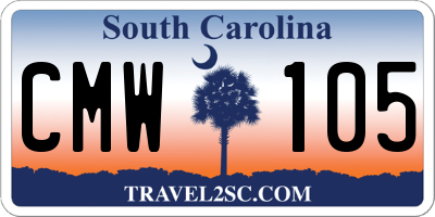SC license plate CMW105