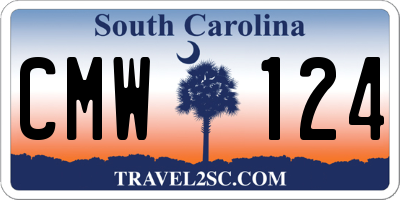 SC license plate CMW124