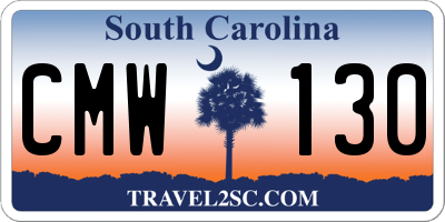 SC license plate CMW130