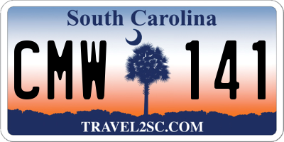 SC license plate CMW141