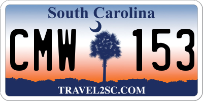 SC license plate CMW153