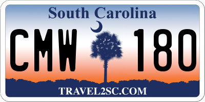 SC license plate CMW180