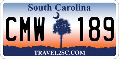 SC license plate CMW189