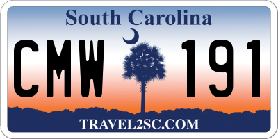 SC license plate CMW191