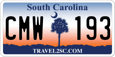 SC license plate CMW193