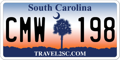 SC license plate CMW198