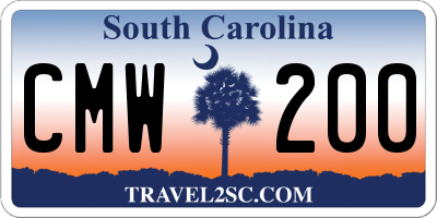 SC license plate CMW200