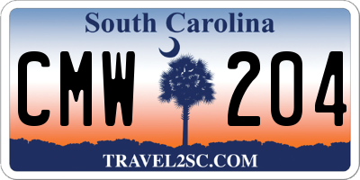 SC license plate CMW204