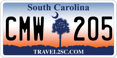 SC license plate CMW205